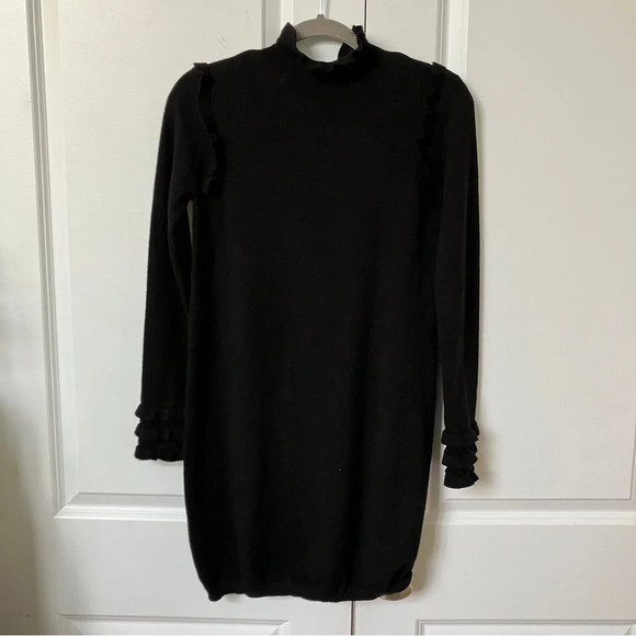 hr2  Holt Renfrew Black Soft Stretch Knit Ruffle Dress - Picture 2 of 8